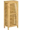 KLEANKIN Meuble bas de salle de bain - porte, étagère - bois de bambou verni