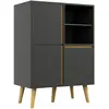 HOMCOM Meuble TV Hi-fi sur pied design scandinave 3 portes 3 étagères ...
