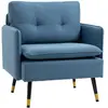 HOMCOM Fauteuil style art-déco effet capitonné métal noir doré tissu bleu