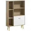 HOMCOM Bibliothèque scandinave 5 niches 2 portes pieds bois panneaux naturels