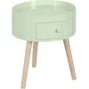 HOMCOM Chevet table de nuit ronde 1 tiroir design scandinave bois clair vert