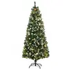 HOMCOM Sapin de Noël artificiel LED 703 branches 30 pommes de pin H.180 cm