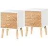 HOMCOM Lot de 2 chevets tables de nuit design scandinave - total 4 tir...