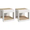 HOMCOM Lot de 2 tables basses guéridons design blanc aspect chêne clair