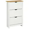 HOMCOM Armoire à chaussures 3 portes abattantes 2 compartiments pannea...