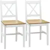 HOMCOM Chaises de salle à manger esprit campagne en bois pin blanc - Lot de 2