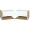 HOMCOM Lot de 2 tables de chevet murales aspect chêne clair blanc