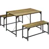 HOMCOM Ensemble table à manger et 2 bancs 4 personnes noir aspect bois clair