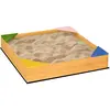 Outsunny Bac à sable carré en bois pour enfants 4 assises en coin et film protection 109 x 109 x 19,8 cm bois naturel 109x109x19cm Beige