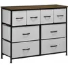 HOMCOM Commode 8 tiroirs - structure acier noir tissu pliant gris