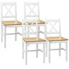 HOMCOM Lot de 4 chaises de salle à manger esprit campagne dossier croi...