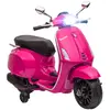 AIYAPLAY Scooter électrique enfant vespa 6v - musiques, feu av, entrée usb, radio fm - 2 roues support aux. - rose