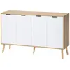 HOMCOM Buffet bas meuble de rangement 2 placards 4 portes motif chevro...