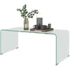 HOMCOM Table basse en verre table de salon rectangulaire design modern...