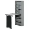 HOMCOM Bureau avec rangement pliable murale rabattable avec bibliothèq...