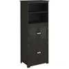HOMCOM Buffet haut 4 portes avec étagères 2 niches grand plateau noir