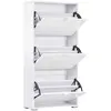 HOMCOM Meuble à Chaussures Armoire à chaussures 3 Portes abattantes 3 ...