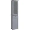 KLEANKIN Colonne de salle de bain 2 portes 3 étagères tiroir gris