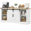 HOMCOM Buffet meuble de rangement avec 2 portes coulissantes étagères ...