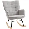 HOMCOM Fauteuil à bascule design acier bois effet laine bouclée gris