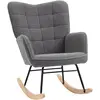 HOMCOM Fauteuil à bascule design acier bois effet laine bouclée anthracite