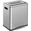 HOMCOM Poubelle de cuisine 2 compartiments de 2 x 15L, avec pédale, en...