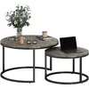 HOMCOM Lot de 2 tables basses gigognes empilable design industriel pla...