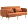 HOMCOM Canapé convertible 3 places scandinave inclinable tissu ocre havane