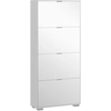 HOMCOM Meuble à chaussures 2 en 1 façades miroir 4 portes abattants, é...