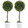 HOMCOM Lot de 2 plantes artificielles H.60 cm fleurs lavande jeune pousse pot