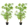 Outsunny Lot de 2 bambous artificiels H.1,5 m 644 feuilles réalistes lichen pot