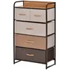 HOMCOM Commode Meuble de Rangement 5 tiroirs Pliables en Tissu 58 x 29...