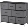 HOMCOM Chiffonnier Gris Foncé 8 Tiroirs Tissu Pliants Rangement 100x30x78,5cm   Aosom France