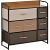 HOMCOM Commode 7 tiroirs meuble de rangement tiroir en tissu pliant - ...