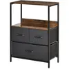 HOMCOM Commode meuble de rangement avec 3 tiroirs tissus, étagère et p...