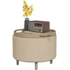 HOMCOM Pouf rond repose-pieds tabouret avec coffre de rangement, plate...