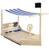 Outsunny Bac à sable bateau de pirate en bois avec jeu de cuisine 6 accessoires