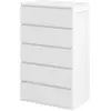 HOMCOM Commode 5 tiroirs meuble de rangement sans poignées design mini...