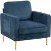 HOMCOM Fauteuil en tissu avec pieds en acier doré, grand confort, poch...