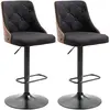 HOMCOM Lot de 2 tabourets de bar noir Chaise haute bar réglable en hauteur rotatif sur 360° avec repose-pieds tissu capitonné   Aosom France