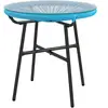 Outsunny Table basse ronde de jardin en résine aspect rotin métal et p...