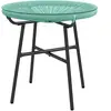 Outsunny Table basse ronde de jardin en résine aspect rotin métal et p...