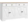 HOMCOM Buffet 2 portes multi-rangement style rural chic blanc aspect bois