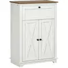 HOMCOM Buffet bas 2 portes multi-rangement style rural chic blanc aspect bois
