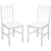 HOMCOM Lot de 2 Chaises Salle à Manger Bois Massif Blanc Dossier à Lattes Style Campagne Confort   Aosom France