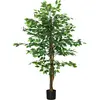 HOMCOM Arbre artificiel plante artificiel ficus hauteur 1,5 m tronc branches liane lichen feuilles grand réalisme pot inclus