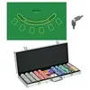 SPORTNOW Mallette pro de poker verrouillable coffret pro poker 500 jetons 2 jeux cartes 5 dés 3 boutons 2 clés tapis alu