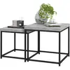 Homcom Ensemble 2 Tables Gigognes Design Acier et Bois Gris Moderne   Aosom France