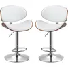 HOMCOM Lot de 2 tabourets de bar réglable Tabouret de bar blanc revêtement synthétique 53x52x92-112 cm   Aosom France