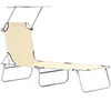 Outsunny Transat Bain de Soleil Pliable Chaise Longue Pliante Dossier ...